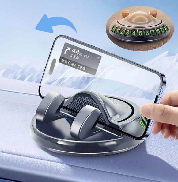 360° Dönebilen Yapışkanlı Numaratörlü Araç Telefon Tutucu ürün görseli 1