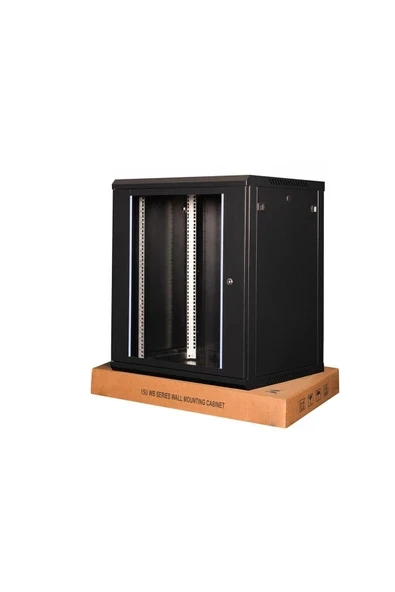 - 15u 19\" Duvar Tipi Rack Kabinet – Genişlik: 600 Mm | Derinlik: 600 Mm – Siyah (DEMONTE) ürün görseli 1