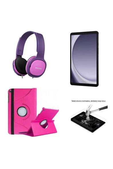 Galaxy Tab A9 8GB RAM/128 GB HAFIZA 8.7 Inch TABLET+PEMBE KULAKLIK-PEMBE KILIF+KIRILMAZ CAM ürün görseli 1