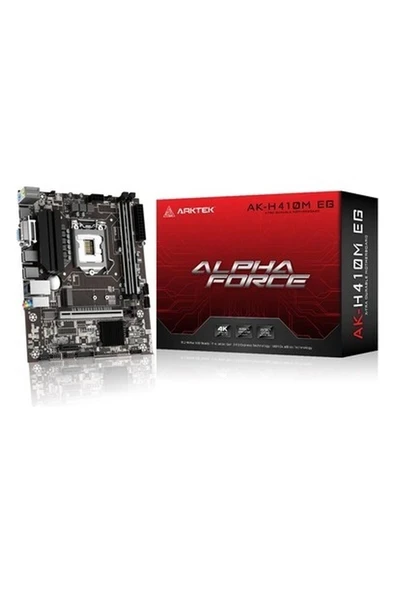 Arktek Alpha Force, AK-H410M Eg Va, 2xddr4, M.2, D-Sub, Hdmı, 10.nesil, LGA1200 Soket, Anakart ürün görseli 1