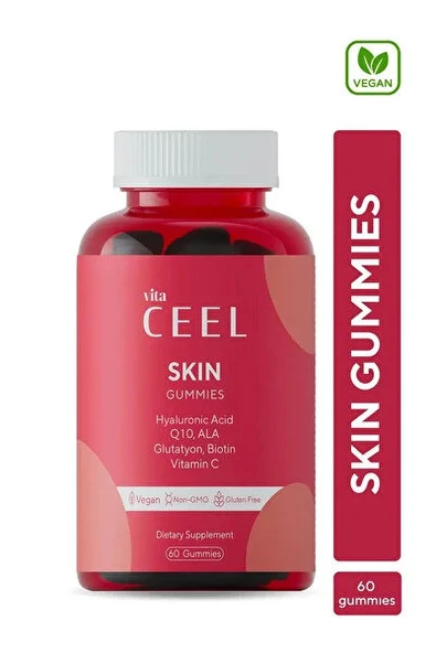 VitaCeel Cilt Aydınlatıcı, Nemlendirici Leke Karşıtı Vegan Gummy Vitamin C, Hyaluronic Acid, Glutatyon, Q10 ürün görseli 1