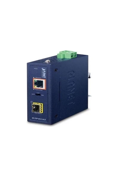 Planet PL-IGTP-815AT 100/1000BASE-X To 10/100/1000BASE-T Poe+ Endüstriyel Poe+ Media Converter ürün görseli 1