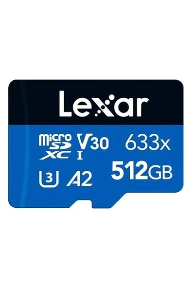633X 512 GB Micro Sd Kart, Microsdxc Uhs-I Kart + Sd Adaptör, 100MB/S Okumaya Kadar Microsd Hafıza Kartı, A2, Sınıf 10, U3, V30 (LMS0633512G-BNAAA) ürün görseli 1