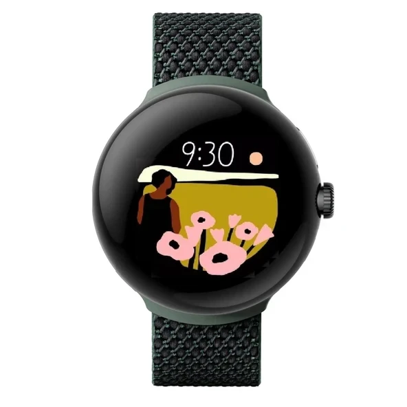 Google Pixel Watch LTE Akıllı Saat, Hücresel veya WiFi Verileri, GPS, BT ve Nabız Monitörü ile Uyumlu 41 mm, Toplu Paketleme (Yeşil Dokuma) ürün görseli 1
