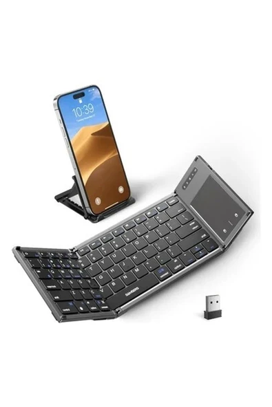 Samsers Dokunmatik Yüzeyli Katlanabilir Bluetooth Klavye Dark Gray ürün görseli 1