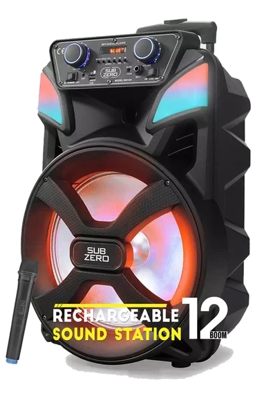 Bluetooth Hoparlör Speaker Karaoke Mikrofonlu Süper Bas Hoparlör 2x30W Büyük Boy Tekerlekli 5400mAh ürün görseli 1