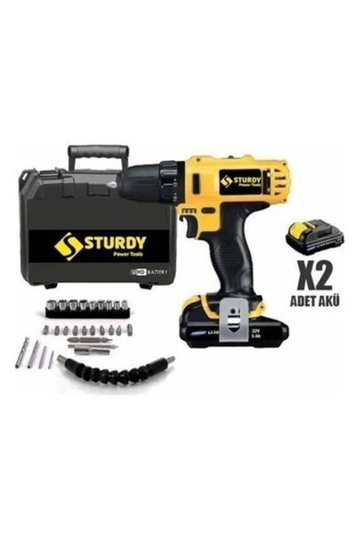 32V 5AH Lıon Çift Akülü Darbeli Turbo Şarjlı Matkap 27 Parça Uç Setli ürün görseli 1