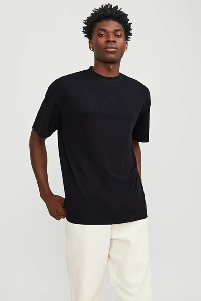 Jack&jones 12254412 0 Yaka Erkek Tshirt - Siyah ürün görseli 1