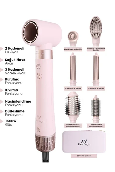 KS611 Style-Airbreeze 6 Başlıklı Saç Şekillendirme ve Kurutma Seti - Bukle, Hacim, Hızlı Kurutma ürün görseli 1