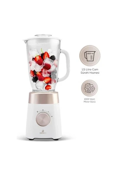 Karaca Çam Sürahili Premium Buz Kırma Özellikli Smoothie Blender KREM1000W ürün görseli 1