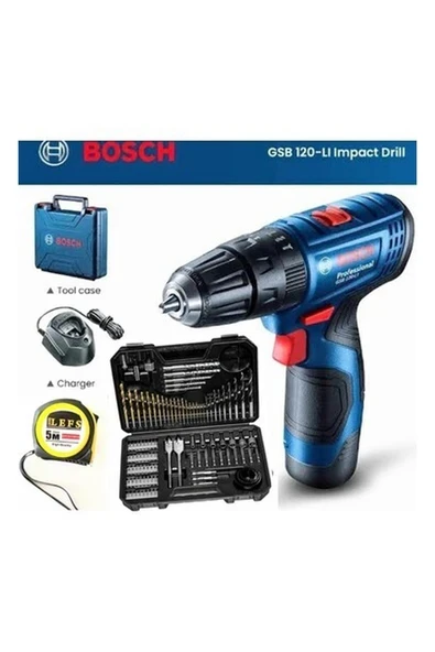 Bosch Gsb 120 Li Darbeli Matkap Vidalama (Tek Batarya) ,bosch V-Line 103 Parça Uç Seti ve Metre ürün görseli 1
