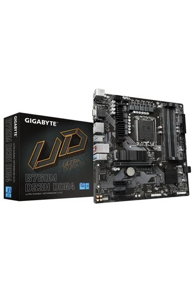 B760M DS3H DDR4, rev.1.0, 4xDDR4, 2xM.2, 2xDP, HDMI, VGA, 12-13-14.Nesil, LGA1700 Soket, A ürün görseli 1
