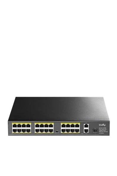 FS1026PS1 24 Port 10/100 1-SFP 300w Full PoE Yönetilemez Switch ürün görseli 1