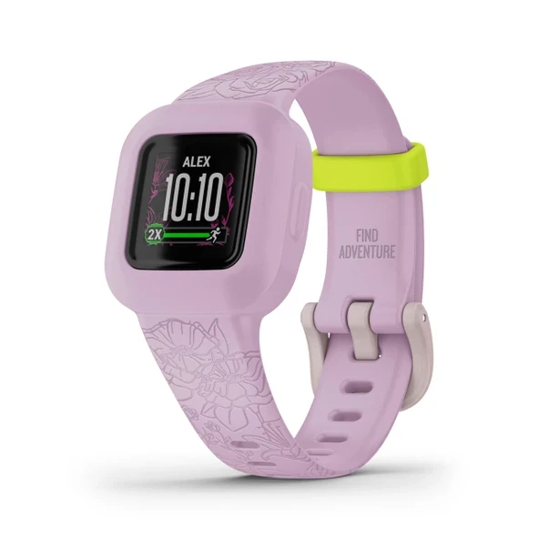 Garmin vivofit jr. 3, Çocuklar için Fitness Takip Cihazı, İnteraktif Uygulama Deneyimi İçerir, Yüzmeye Uygun, 1 Yıla Kadar Pil Ömrü, Lila Çiçek ürün görseli 1