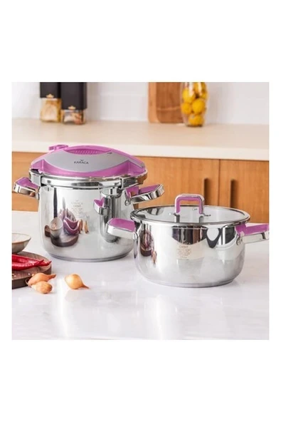 Karaca Orbit Violet Düdüklü Tencere Seti 4+6 Litre ürün görseli 1