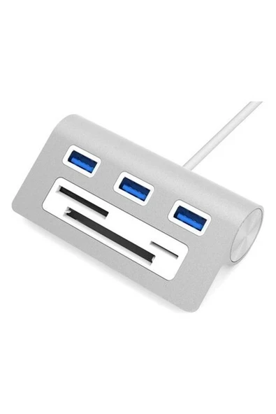 Sabrent 3 Bağlantı Noktalı Alüminyum USB 3.0 Hub ve Çoklu Kart Okuyucu (Hb-Macr) ürün görseli 1