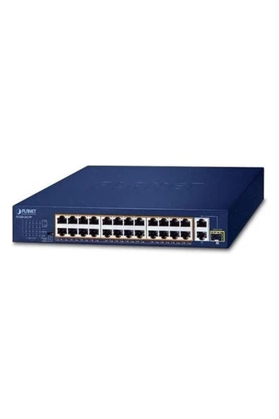 Planet PL-FGSD-2621P 24-Port 10/100TX 802.3AT Poe + 2-Port 10/100/1000T + 1-Port Shared 1000X Sfp Desktop Switch (185 Watts) ürün görseli 1