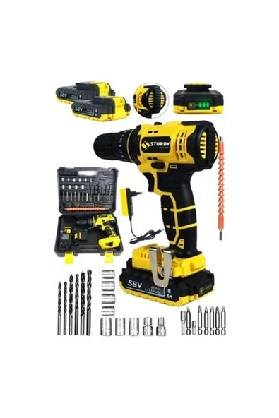 Tekno Trust Li-Ion Akülü Vidalamalar Japon Technology 58V 8AH T-7 Darbeli Metal Şanzıman Şarjlı Çift Akülü Vida ürün görseli 1