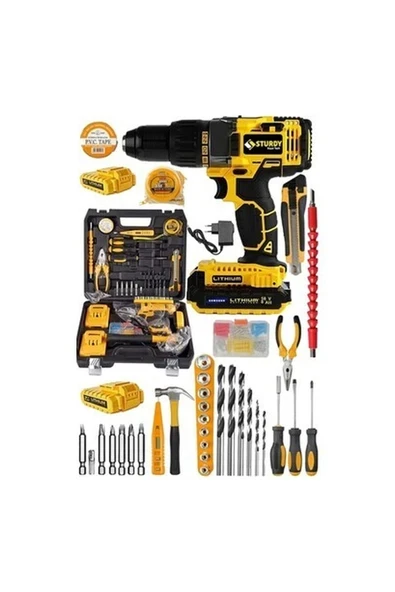 Japon Technology Seri 58V10AH Darbeli Lion Çift Akülü Turbo Şarjlı Matkap Crp 99 Parça Setli ürün görseli 1