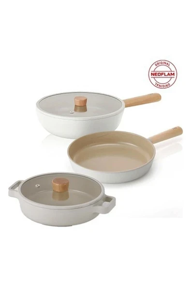 Neoflam Fika Bej 5 Parça Pratik 26 cm Tencere Tava Wok Set ürün görseli 1