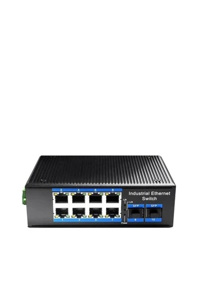 IG1008S2P 8 Port Gigabit 2-SFP 240w Full PoE Endüstriyel Yönetilemez Switch ürün görseli 1