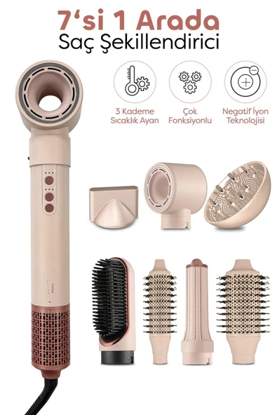 7 Başlıklı Hava Üflemeli Saç Şekillendirici Compact Saç Kurutma Fön Makinesi ürün görseli 1