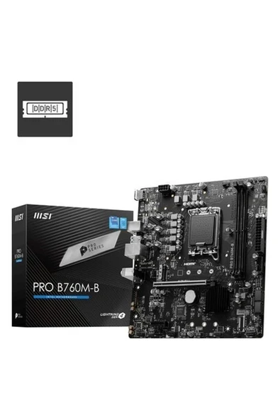 MSI Pro B760M-B DDR4 4800Mhz (OC) M.2 1700p mATX Anakart ürün görseli 1