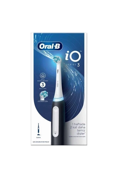 Oral-B IO 3 Siyah Elektrikli Diş Fırçası, 1 Diş Fırçası Başlığı, Braun Tasarımı ürün görseli 1