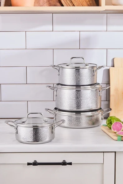 Karaca 3 Ply Powersteel Enzo 8 Parça Indüksiyon Tabanlı Çelik Tencere Seti ürün görseli 1