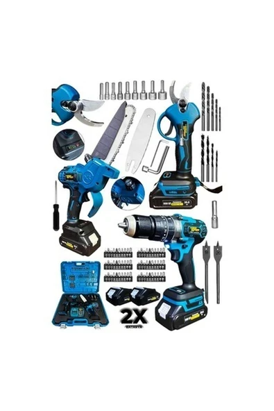 Lieber German 0999 3in1 Joker Set 2x Akülü Şarjlı Dal Ağaç Kesme Testere + Bağ Budama Makası + Akülü Vidalama ürün görseli 1