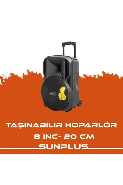 Sunplus Hoparlör 8" 20CM Sd/mmc/usb/mp3/fm Bt'lu LCD Ekran Kumandalı Taşınabilir Hoparlör Sunplus HT-820 ürün görseli 1