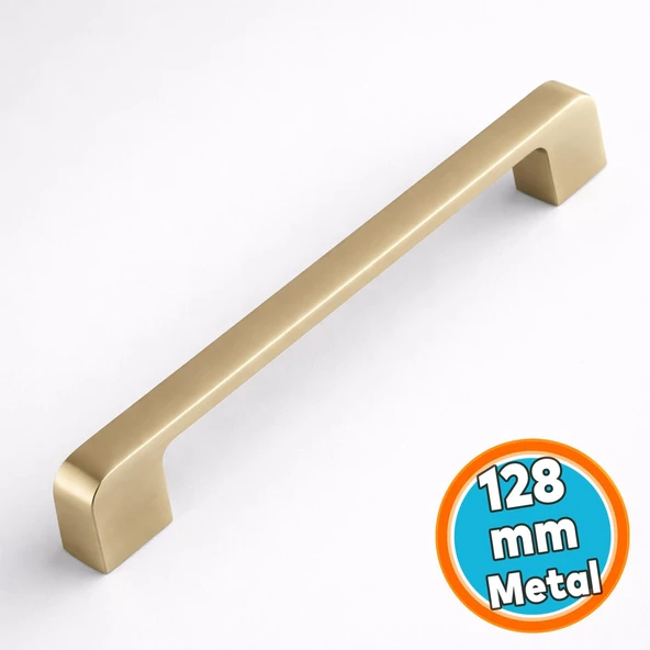 Mobilya Mutfak Kulp Çekmece Dolap Kulplar Kulpu Kulbu Mat Altın Gold 128 mm ürün görseli 1