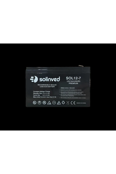Solinved 7AH 12V Ups Ve Alarm Aküsü Premium ürün görseli 1