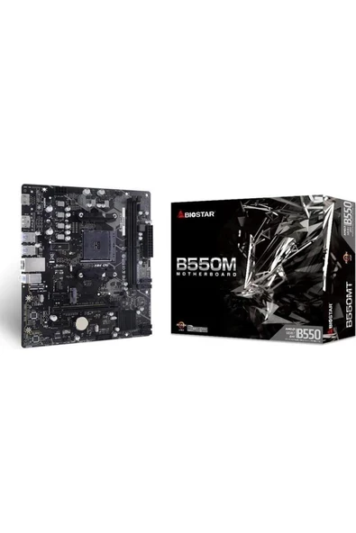 BIOSTAR B550MTDDR4 SATA3 M2 PCIe NVME HDMI DVI PCIe 16X v3.0 AM4 mATX + AMD Ryzen 5 5500 + AMD Oriji ürün görseli 1