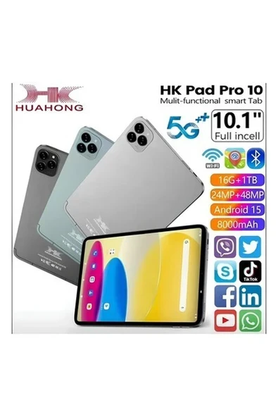 HK Pad Pro 10 Tablet 10.1İnç 4GBRAM 32GB DEPOLAMA 1TB YÜKSELTILEBILIR 5G Android 8000mAh ürün görseli 1