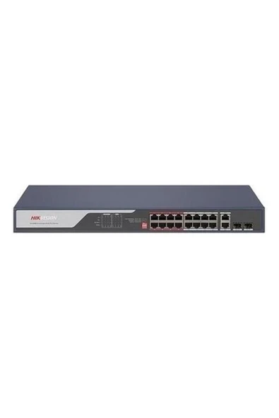 Hıkvısıon 16PORT 225W Full Poe DS-3E0318P-E(C) 10/100 2x Uplınk-2x Sfp Yönetilemez Switch ürün görseli 1