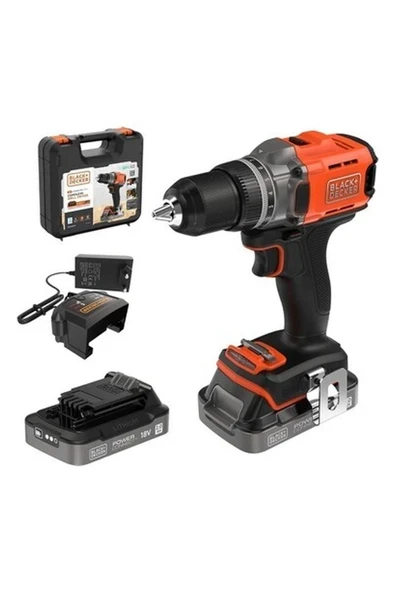 Black & Decker BCD382D2XK Çift Akülü Delme Vidalama 18V 2.0AH ürün görseli 1