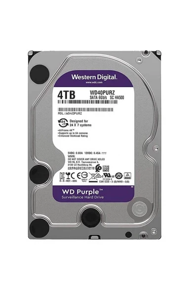 Ucz Western Digital Purple Wd40purz/wd42purz/wd43purz 4 Tb Sata 6gb/s 7/24 Güvenlik Harddisk ürün görseli 1