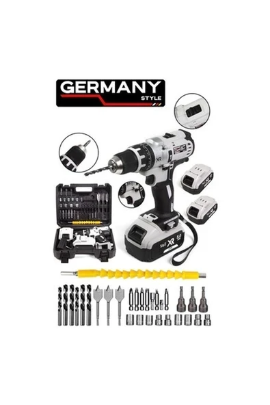 Tekno Trust 2.5 - 2.9 Ah RWRX-3069 58V Çift Li-Ion Bataryalı Xt-Rail Metal Şanzıman Darbeli Matkap 27 Parçalı L ürün görseli 1