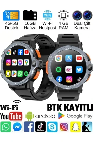 Watch Pg 4g Lte Yuvarlak Akıllı Saat 16gb Sım Kartlı Kameralı Wifi Çocuk Huawei Iphone Uyumlu 8 9 10 ürün görseli 1