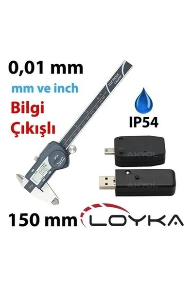 Loyka B5110-150 Bilgi Çıkışlı Dijital Kumpas 0-150MM (IP54 Korumalı) ürün görseli 1