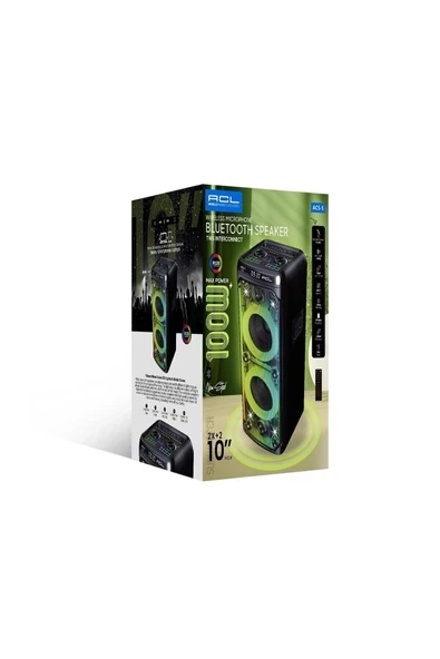 ACS-5 100W gücünde RGB ışıklı Karaoke Mikrofonlu Taşınabilir Bluetooth Hoparlör ürün görseli 1