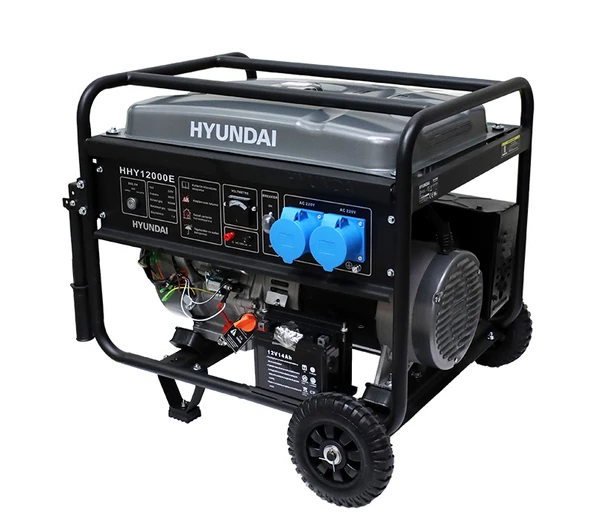 Hyundai HHY12000E Benzinli Jeneratör 10 kW Monofaze Marşlı 27L Bakır Sargı 2x32A ürün görseli 1