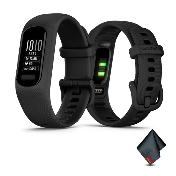 Garmin vívosmart 5, Fitness Tracker, Long-Lasting Battery, Simple Design, Black Sche with Microfiber Temizlik Kumaş ürün görseli 1