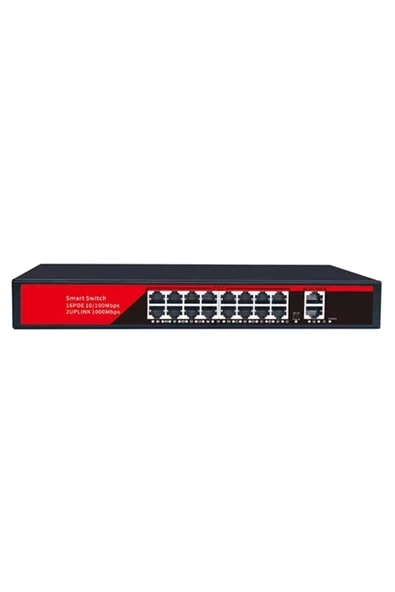Ez-16psf 16 Port 16xfe+2xge Gigabit Poe Switch 240w ürün görseli 1