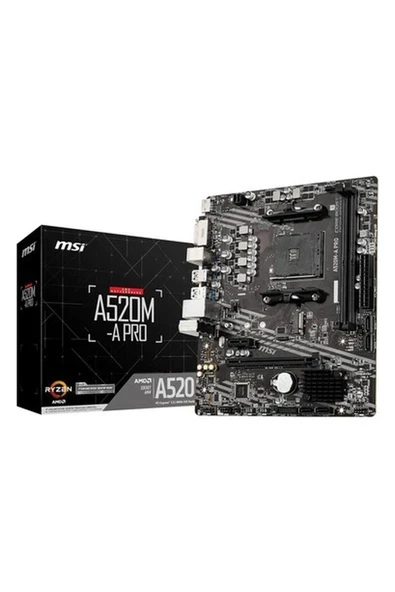 A520M-A Pro Am4 Ddr4 Bellek 4600(OC) DVI HDMI M.2 Usb3.2 Matx Anakart ürün görseli 1