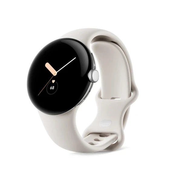 Google Pixel Watch - Fitbit Etkinlik İzleme Özellikli Android Akıllı Saat - Kalp Atış Hızı İzleme - Tebeşir Aktif Çerçeveli Parlak Gümüş Paslanmaz Çelik kasa... ürün görseli 1