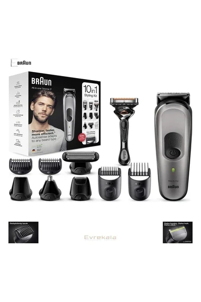 Braun Evrekala Shop Tıraş Makinesi Saç-Sakal-Vücut Bakım Seti 10 In 1 Ve Gilette ürün görseli 1