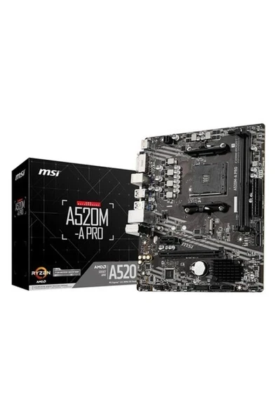 A520M-A Pro Am4 Ddr4 Bellek 4600(OC) DVI HDMI M.2 Usb3.2 Matx Anakart ürün görseli 1