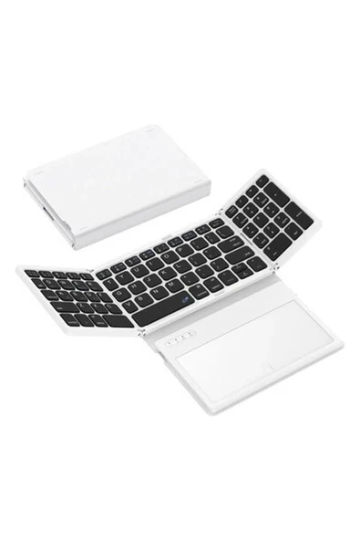 Geodmaer Büyük Touchpad Katlanabilir Bluetooth Klavye Black-White ürün görseli 1